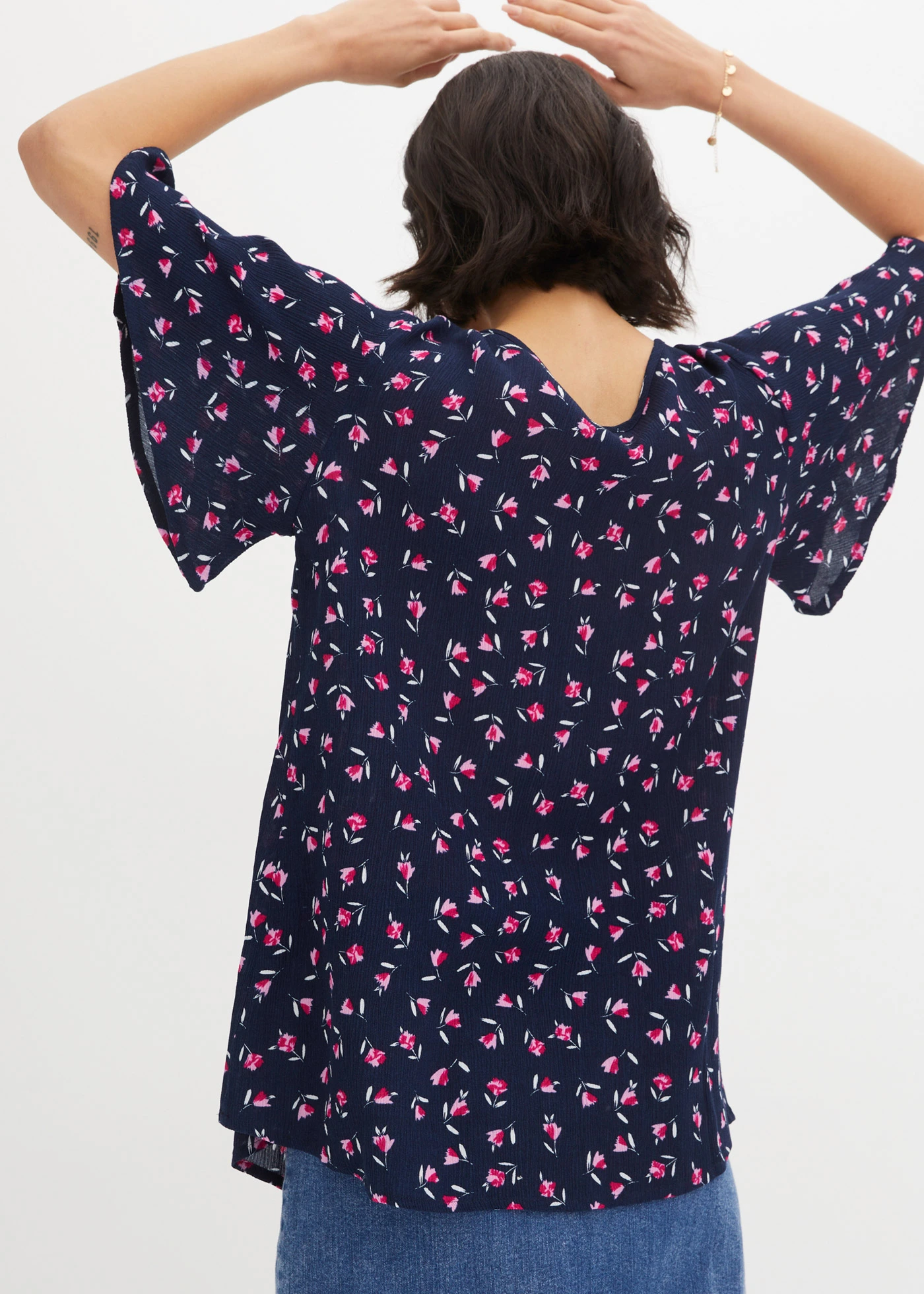 Tuniek van 100% viscose • donkerblauw gebloemd • bonprix online shop