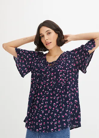 Tunică din viscoză 100% • bleumarin înflorat • magazin bonprix