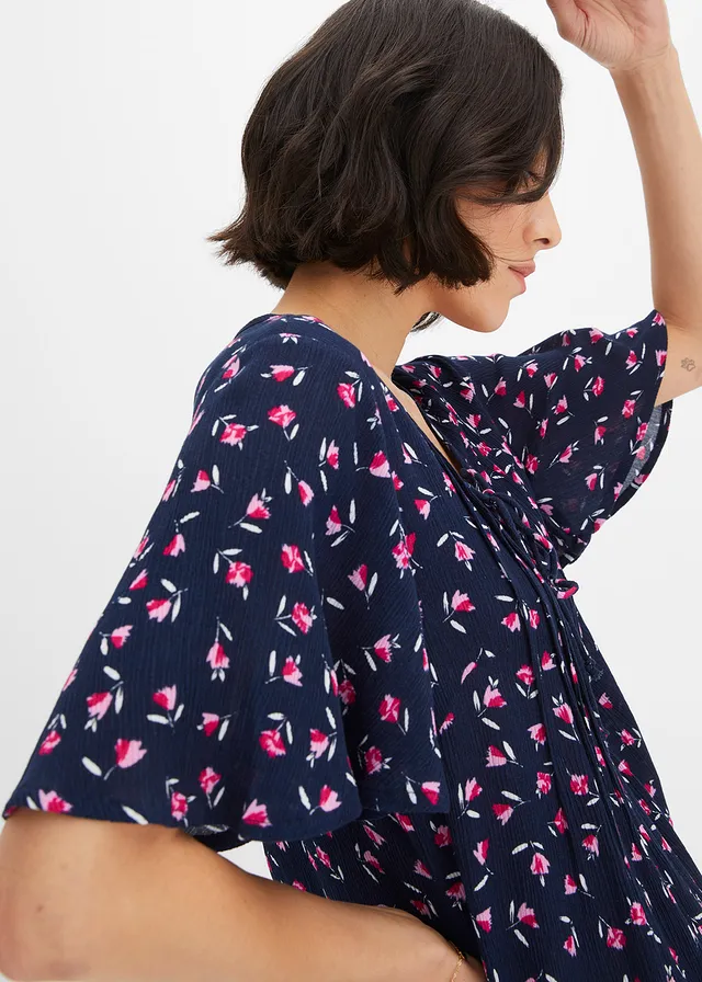 Tuniek van 100% viscose • donkerblauw gebloemd • product-page.page-title-suffix