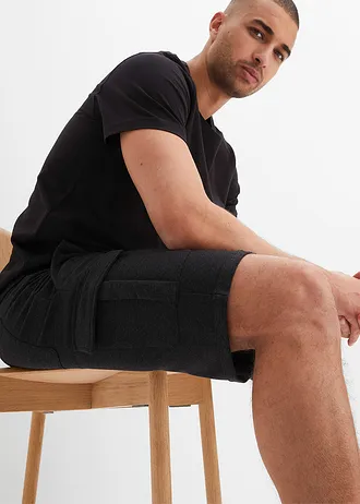 Cargo sweat bermuda • zwart-neonzalm gemêleerd • bonprix online shop