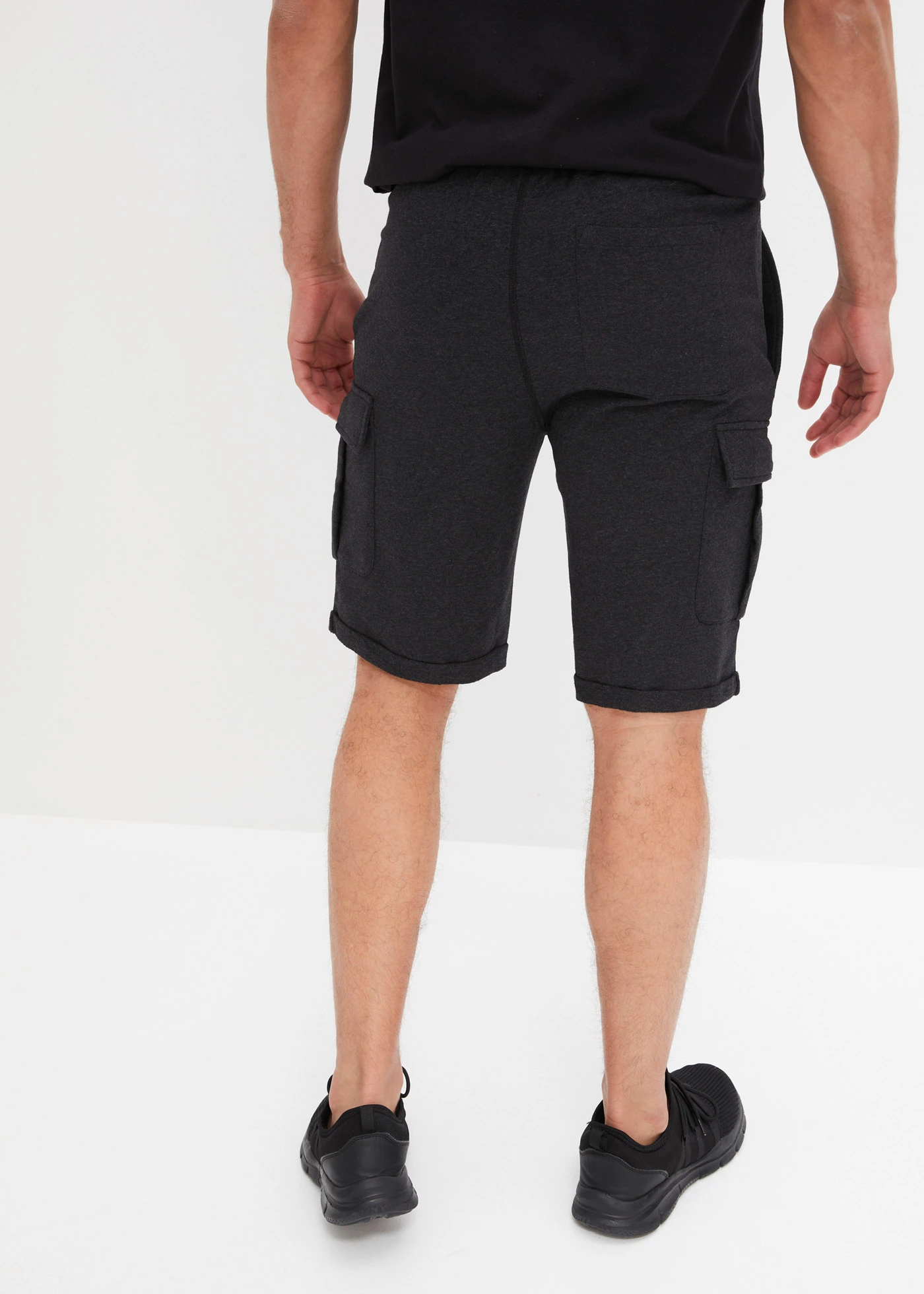 Cargo sweat bermuda • zwart-neonzalm gemêleerd • bonprix online shop