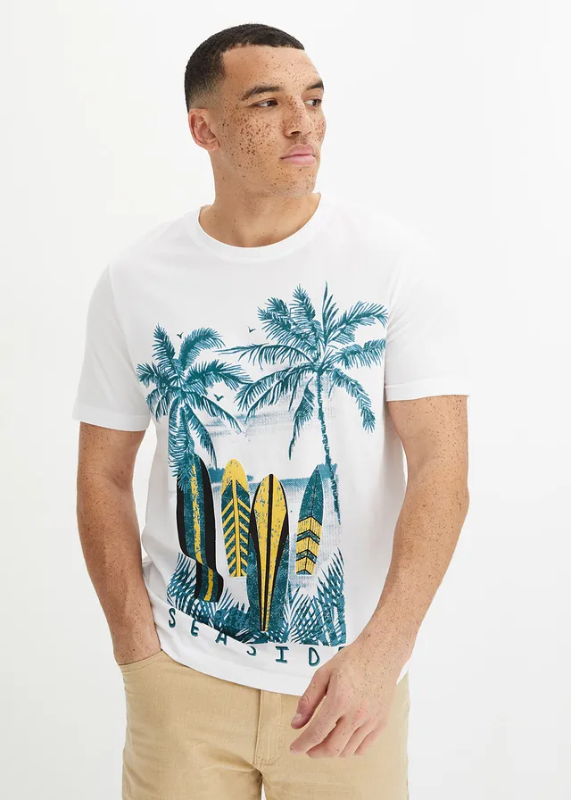T-shirt 100% coton, Couleur: blanc imprimé