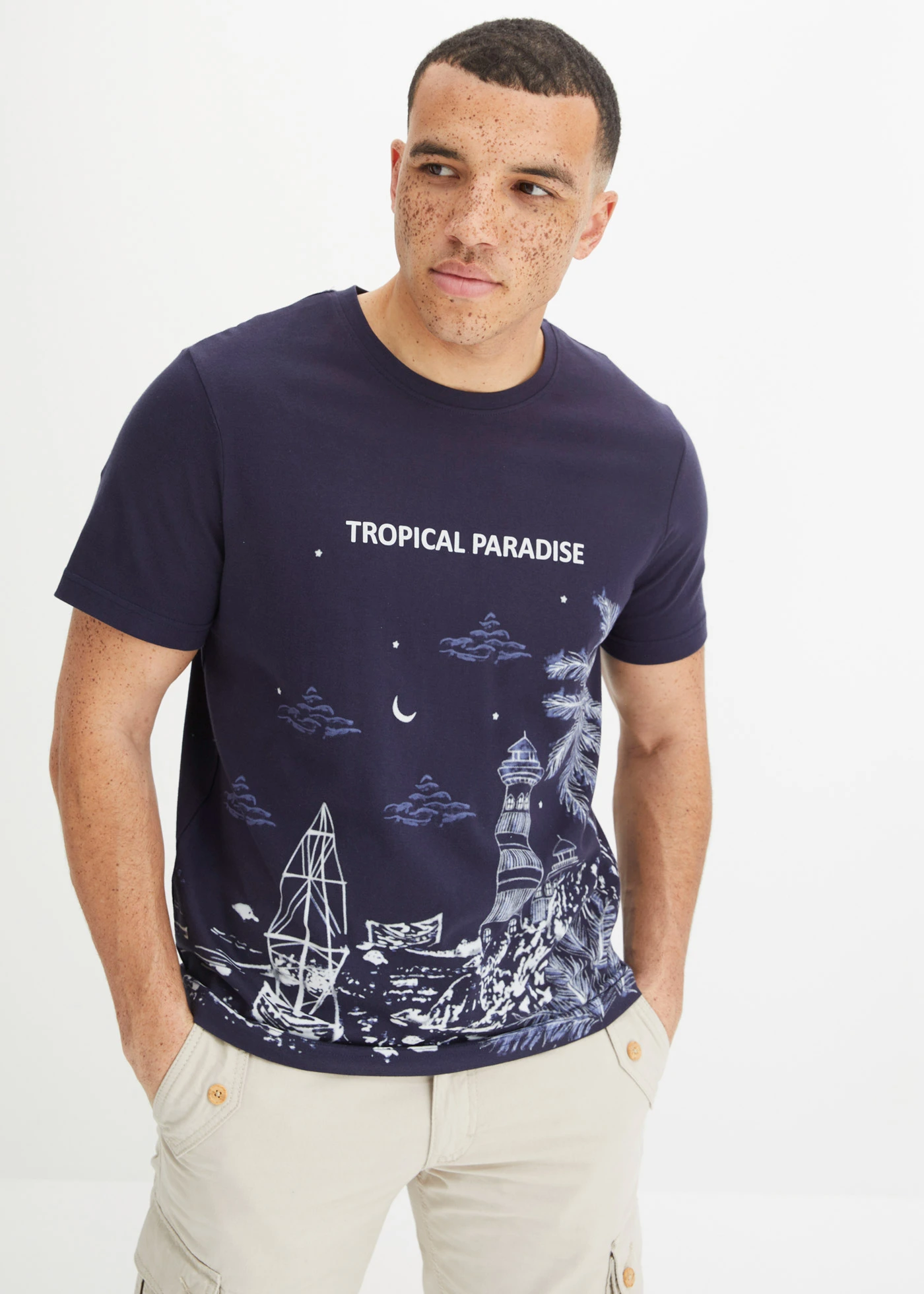 Tričko z čisté bavlny • tmavě modrá • bonprix obchod