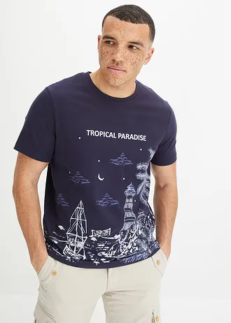 Tričko z čisté bavlny • tmavě modrá • bonprix obchod