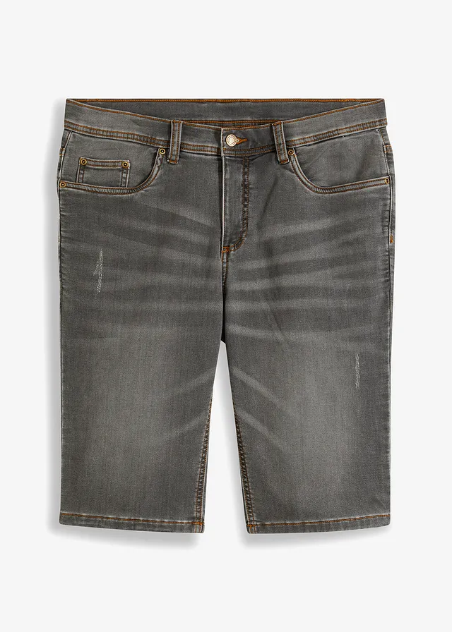 Džínové bermudy z teplákoviny, pohodlný střih Regular Fit, barva: světle šedý denim