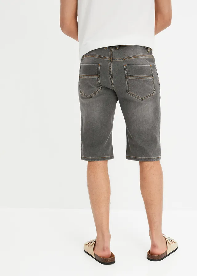Bermuda en sweat effet jean, coupe ventre confort, regular • gris clair denim • product-page.page-title-suffix