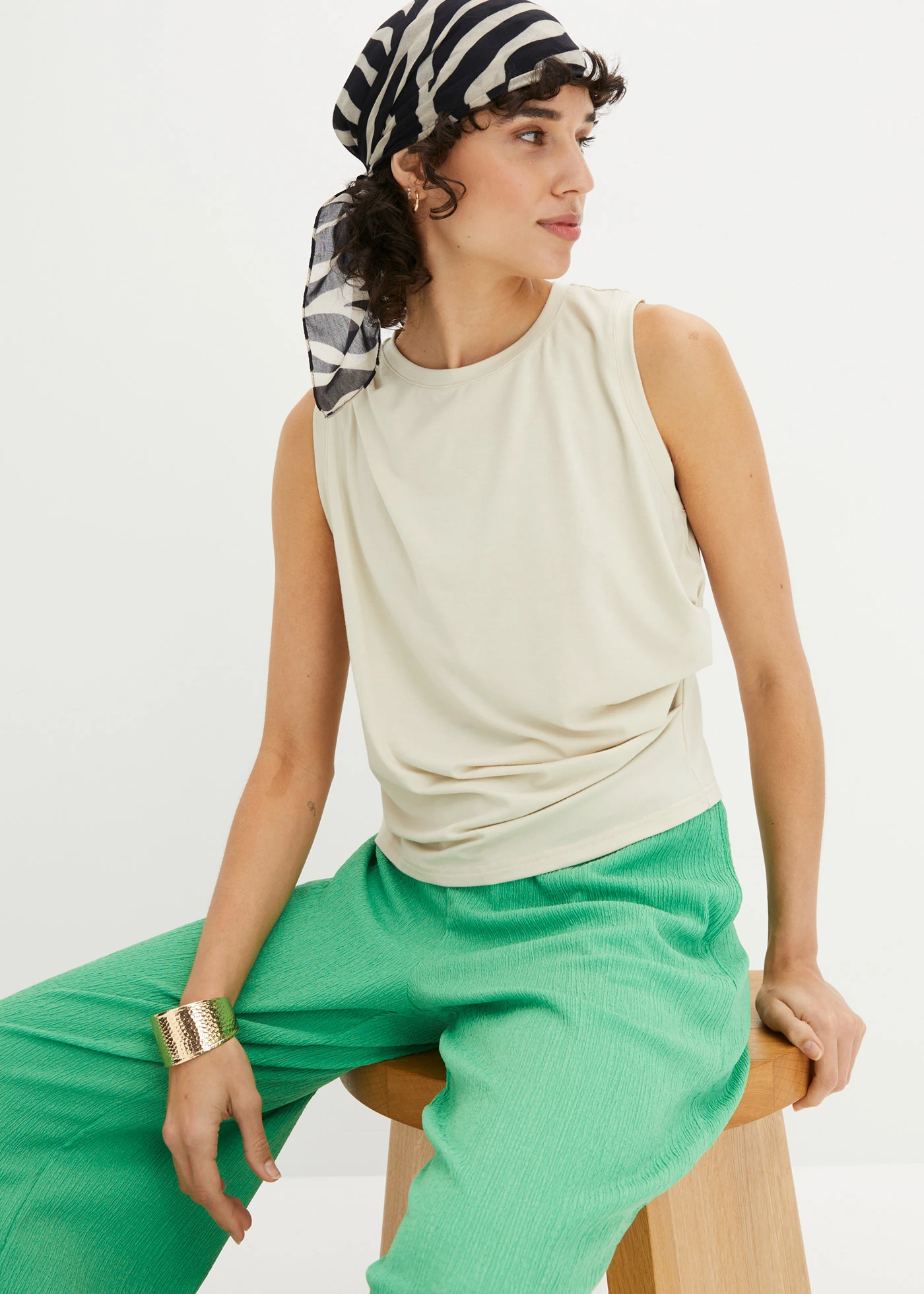 Shirt met drapering • ecru • bonprix online shop