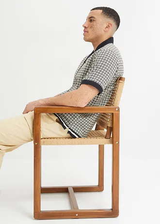 Chemise manches courtes en lin mélangé • gris galet-noir • Boutique bonprix