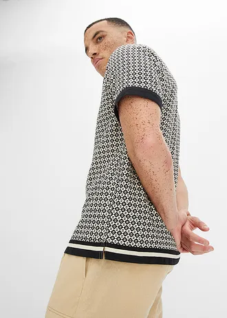 Chemise manches courtes en lin mélangé • gris galet-noir • Boutique bonprix