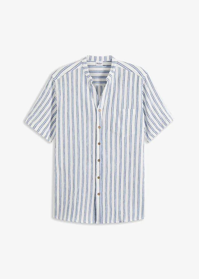 Overhemd in crinkle look met korte mouwen