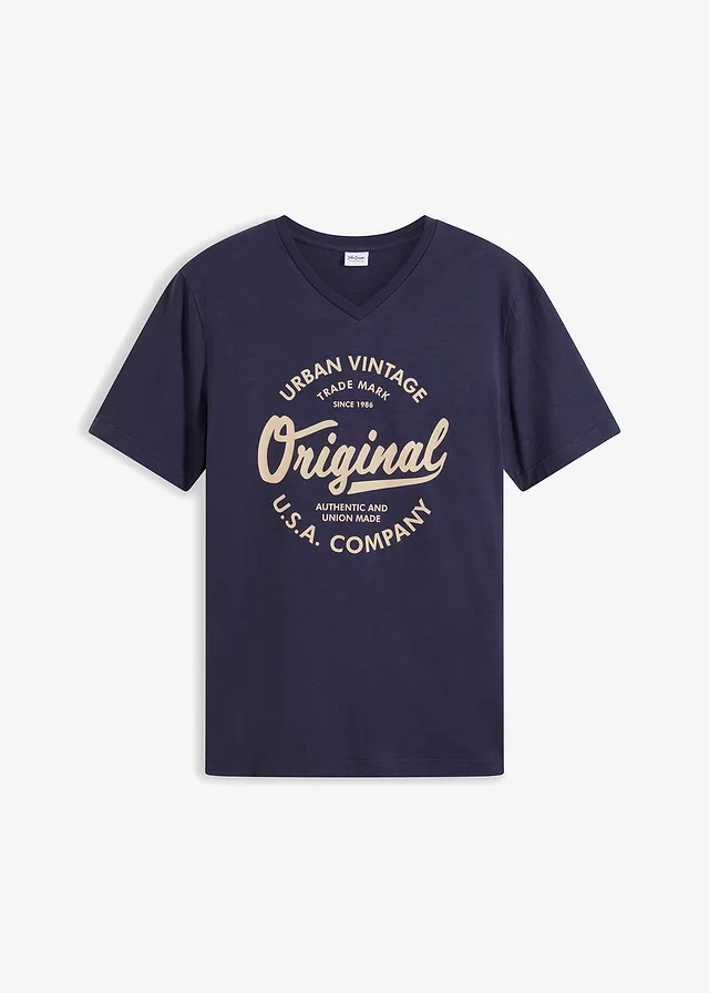 Tricou cu decolteu în V 100% din bumbac