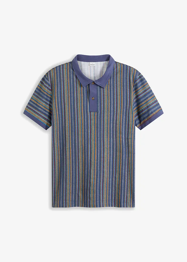 Polo en coton, Couleur: indigo imprimé