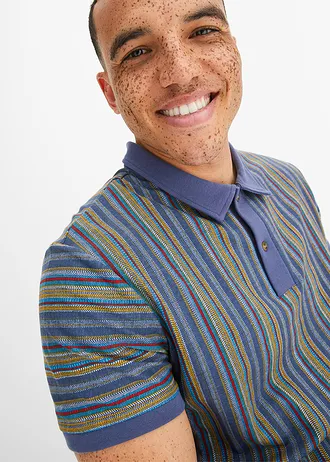 Pólo tričko z organické bavlny, krátký rukáv • indigo s potiskem • bonprix obchod