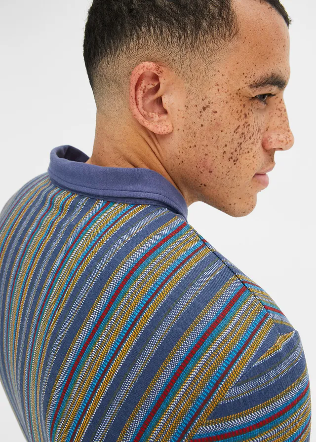 Poloshirt van biologisch katoen, korte mouw • indigo gedessineerd • product-page.page-title-suffix