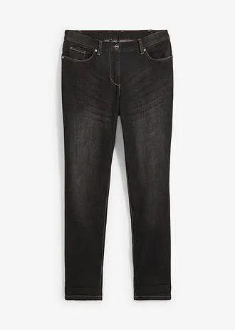 Jean Boyfriend, taille moyenne, extensible • noir denim • Boutique bonprix