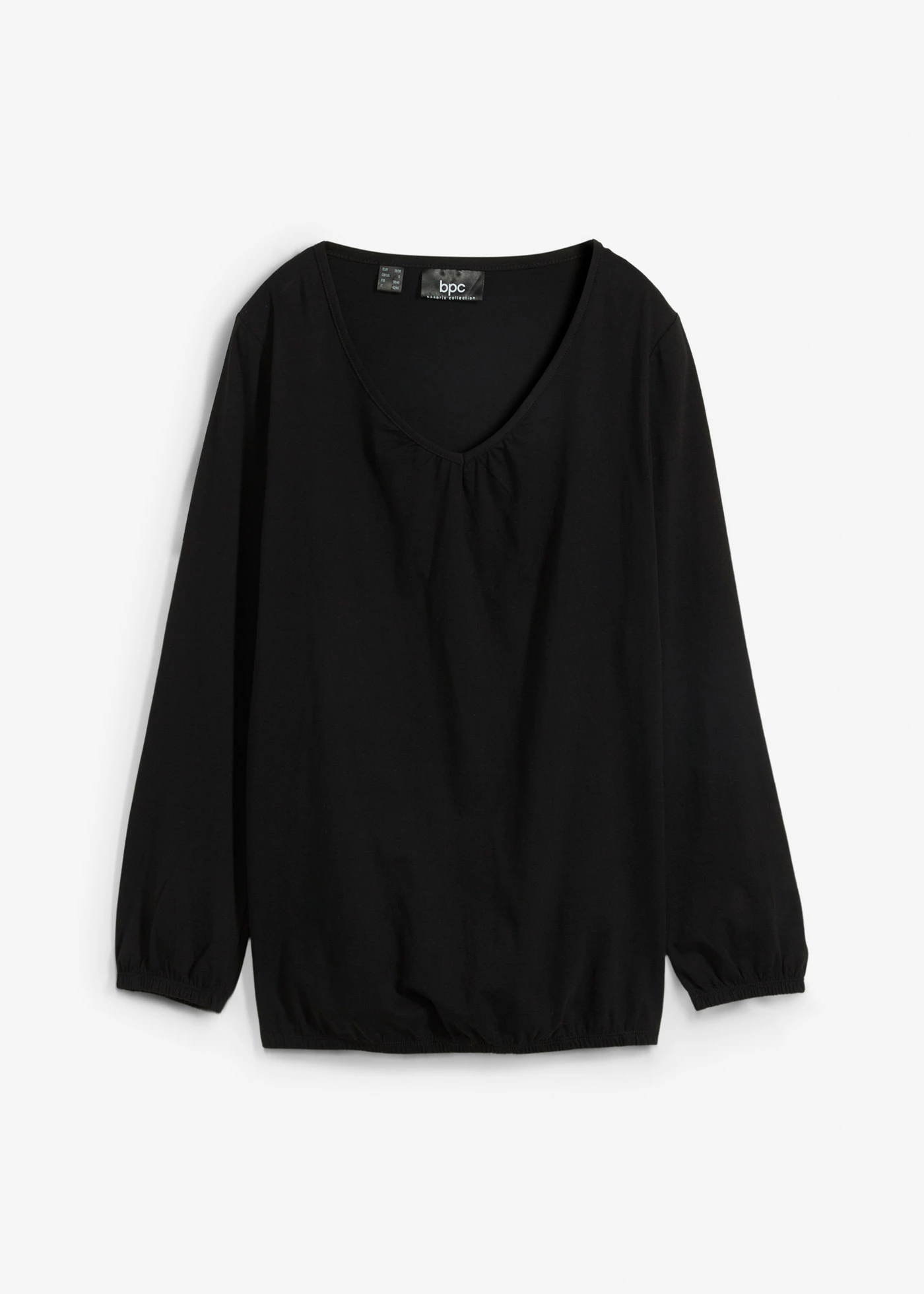 Katoenen longsleeve met elastiek van katoen • zwart • bonprix online shop