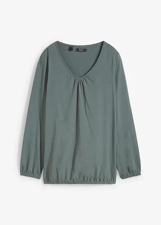 T-shirt manches longues 100% coton, finitions élastiquées