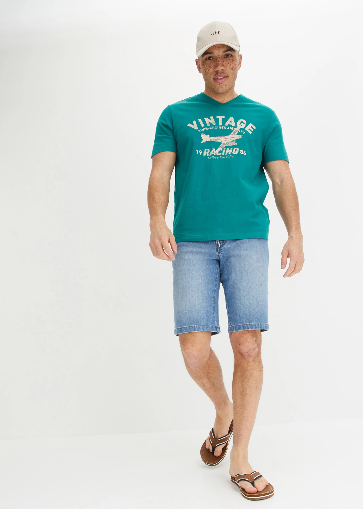 T-shirt van vlamgaren • smaragd met print • bonprix online shop