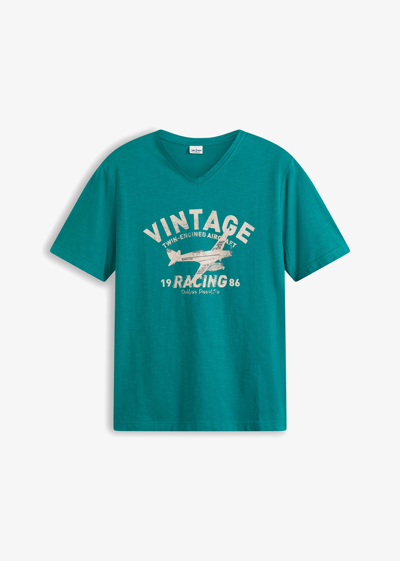 T-shirt van vlamgaren • smaragd met print • bonprix online shop