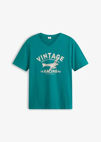 T-shirt van vlamgaren • smaragd met print • bonprix online shop