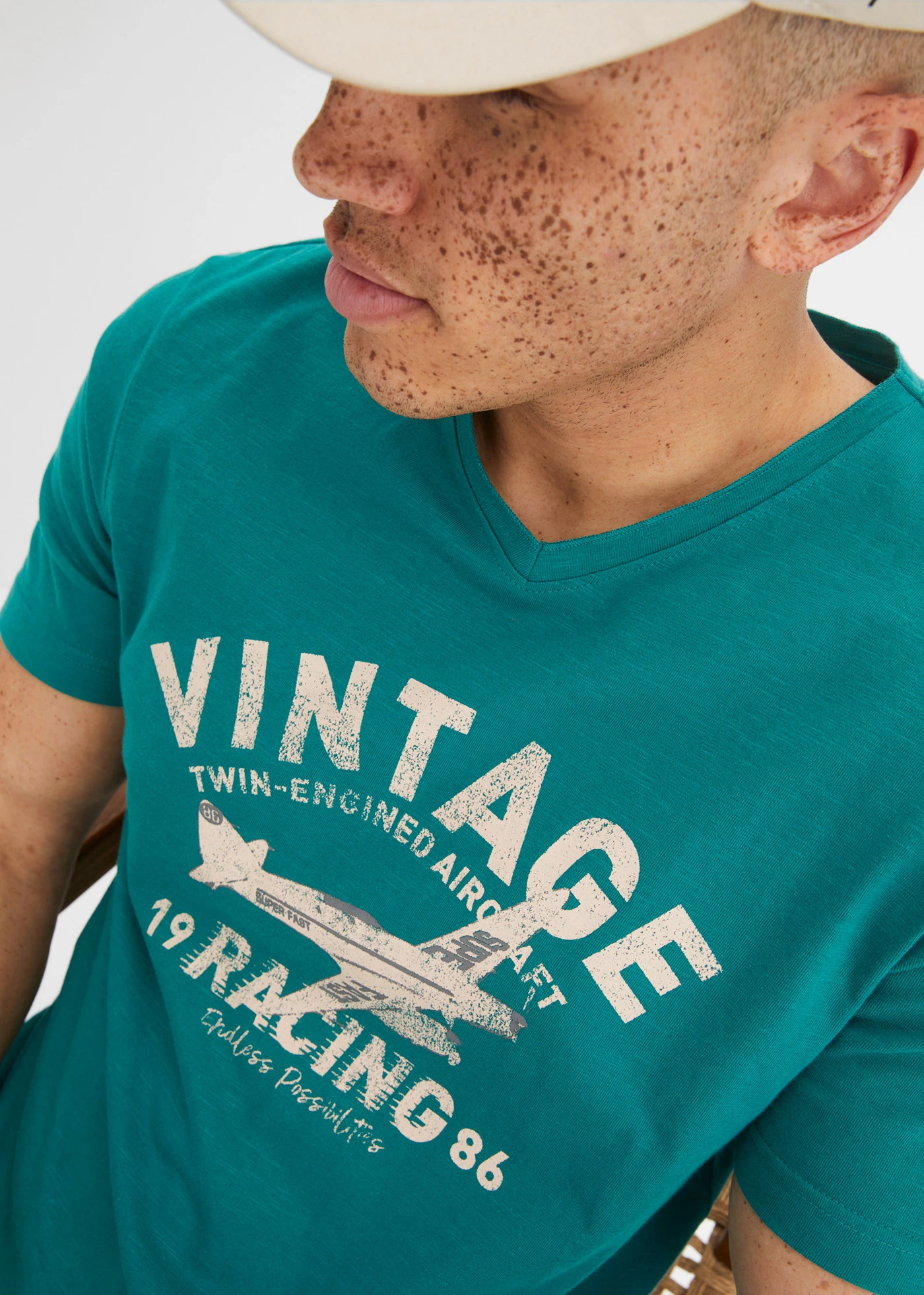T-shirt van vlamgaren • smaragd met print • bonprix online shop