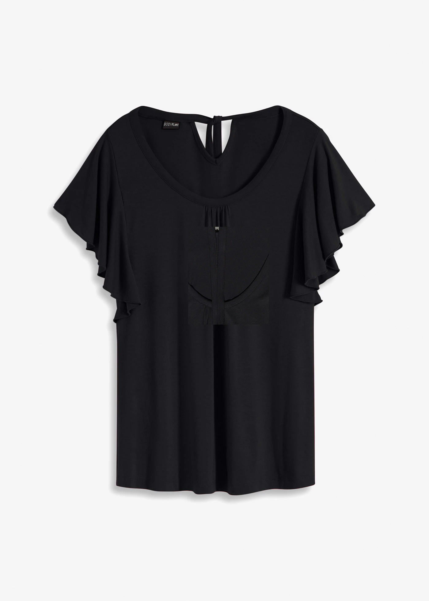 Shirt met volantmouwen • zwart • bonprix online shop