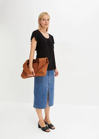 Shirt met volantmouwen • zwart • bonprix online shop