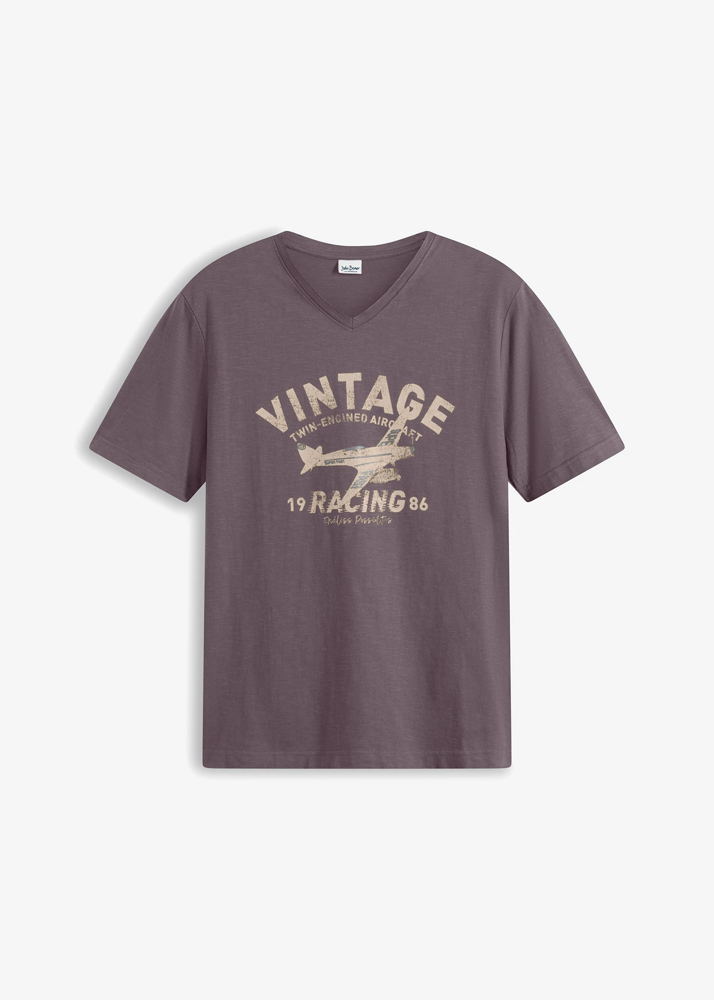 T-shirt van vlamgaren • paars met print • bonprix online shop