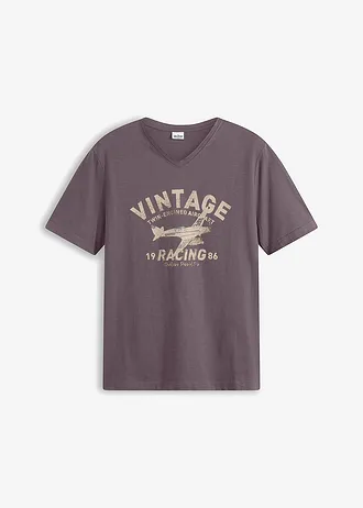 T-shirt van vlamgaren • paars met print • bonprix online shop