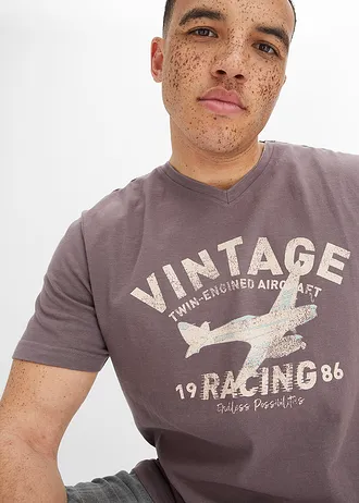 T-shirt van vlamgaren • paars met print • bonprix online shop