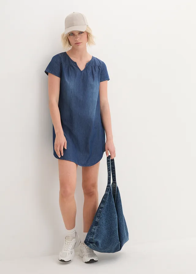 Robe-tunique en jean, Couleur: bleu denim used