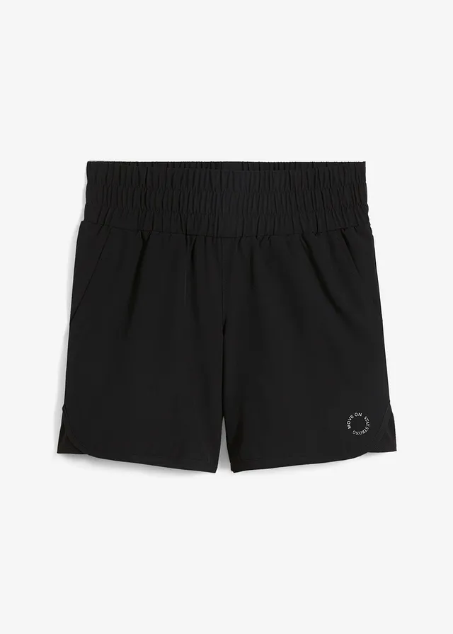 Pantaloni scurți funcționali cu talie elastică încrețită, cu uscare rapidă