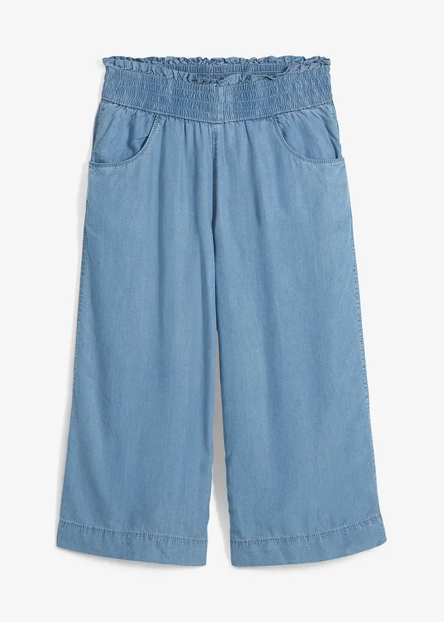 Culotte van lyocell, Kleur: lichtblauw denim