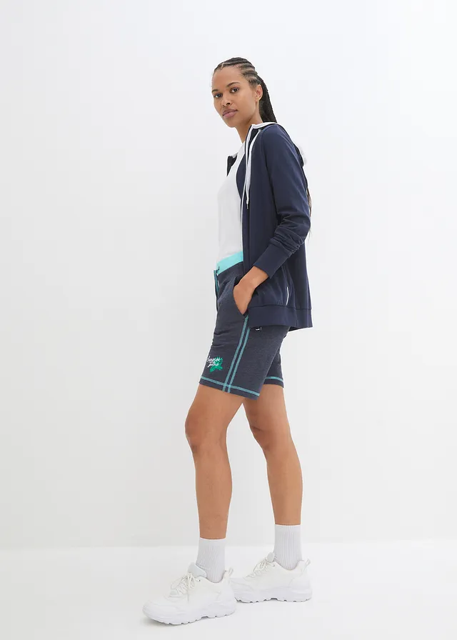 Sweat short van katoenmix, Kleur: 