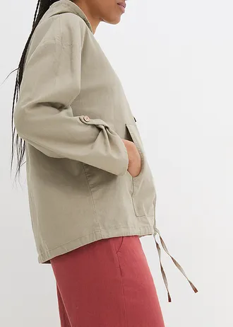 Blouse met capuchon van linnenmix • new kaki • bonprix online shop