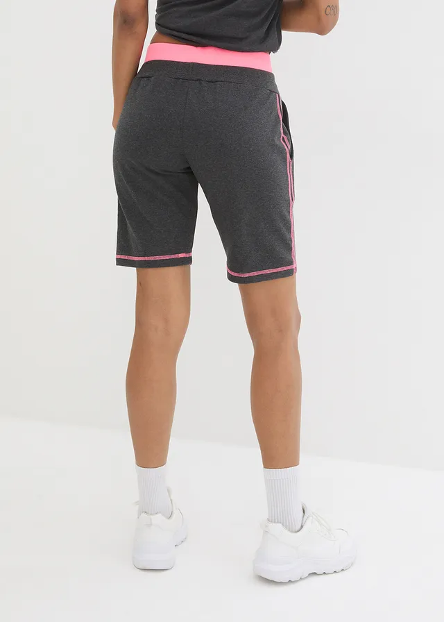 Short en molleton de coton mélangé, Couleur: anthracite chiné
