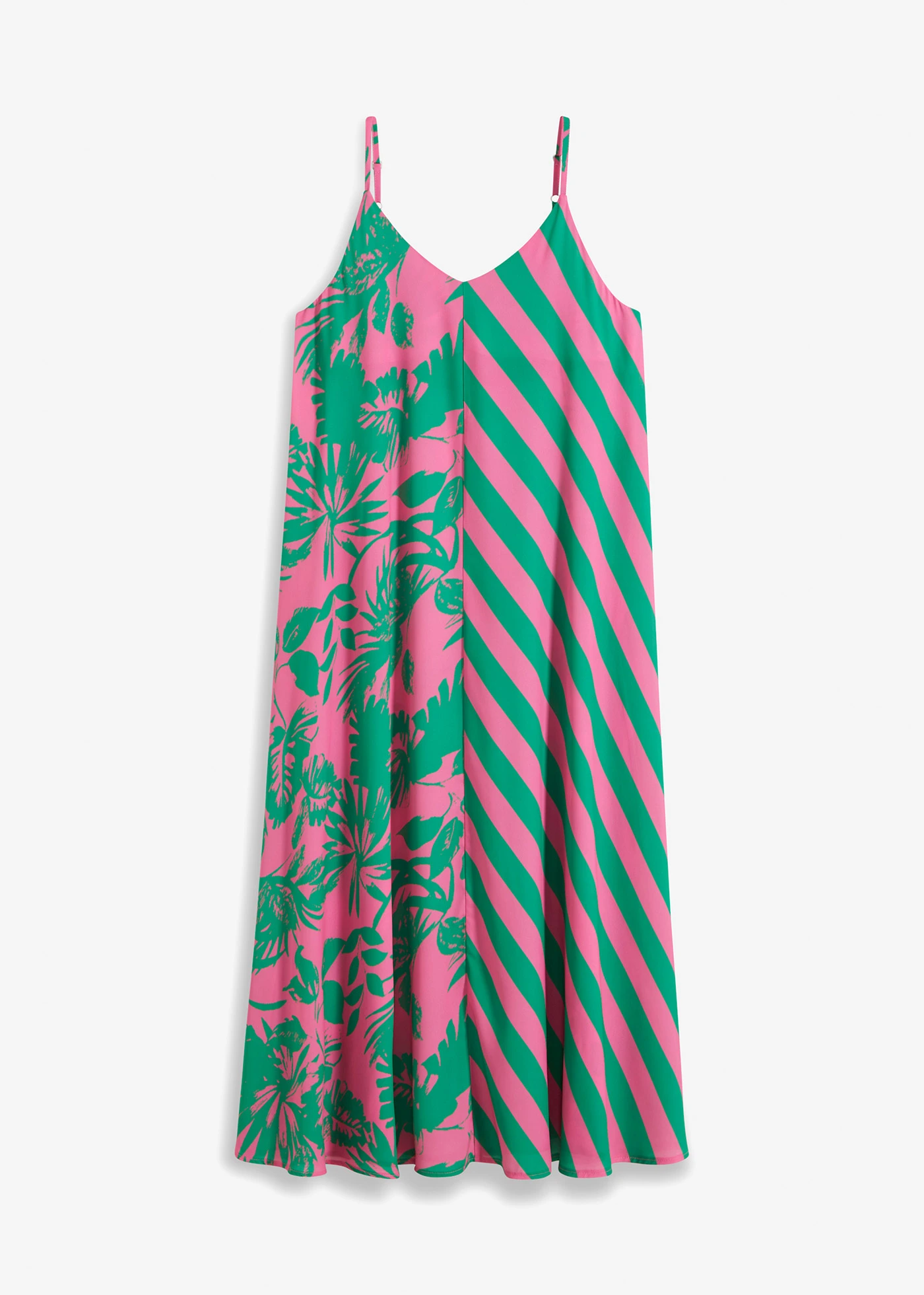 Široké maxi šaty • pink-zelená s květy • bonprix obchod