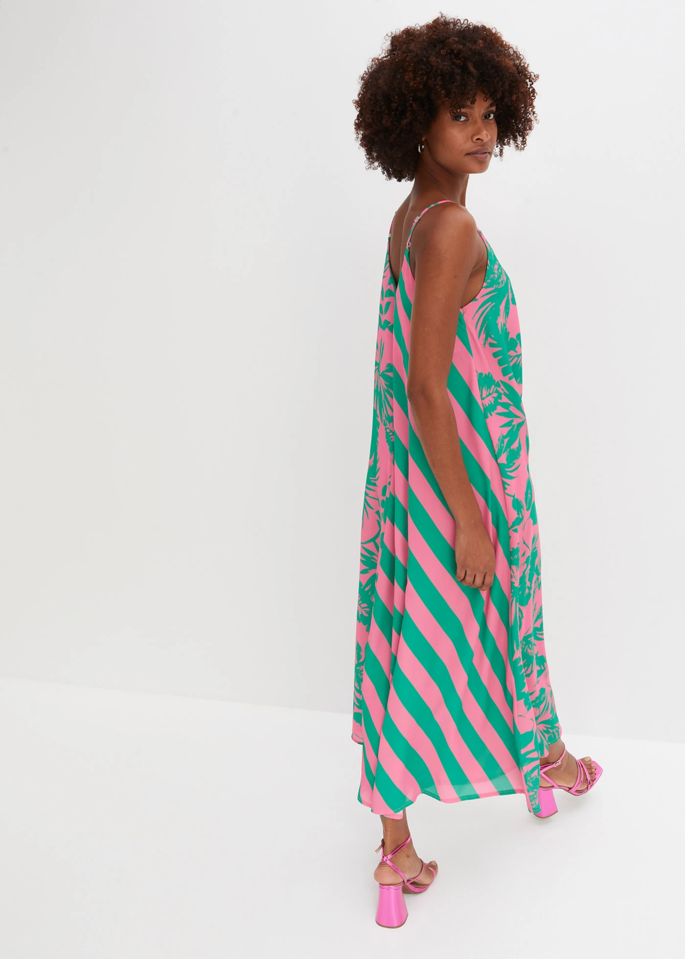 Dlouhé, široké šaty • pink-zelená s květy • bonprix obchod