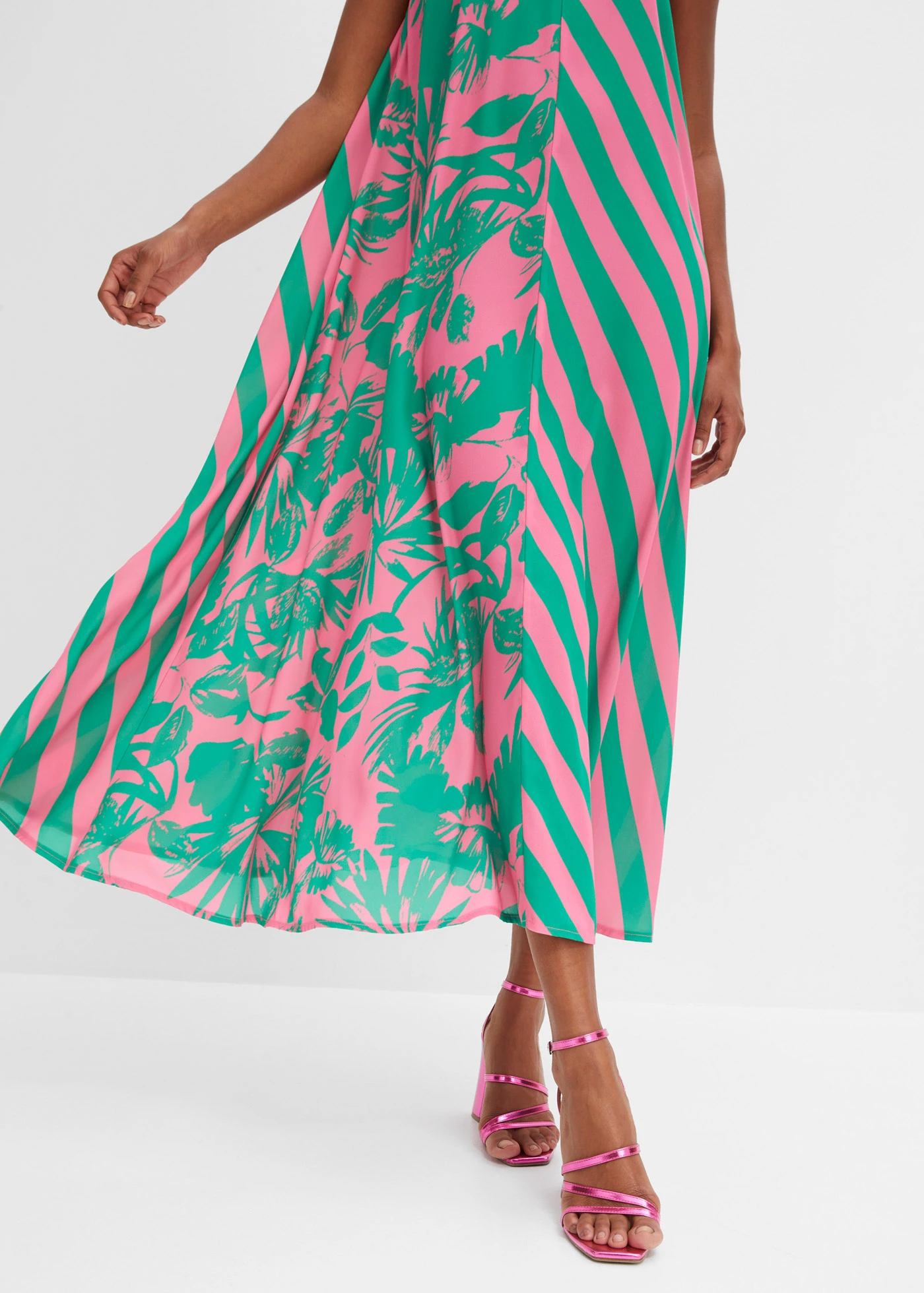 Dlouhé, široké šaty • pink-zelená s květy • bonprix obchod