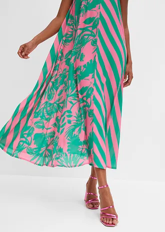 Široké maxi šaty • pink-zelená s květy • bonprix obchod
