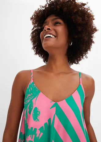 Široké maxi šaty • pink-zelená s květy • bonprix obchod