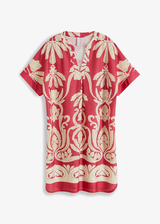 Robe-tunique, Couleur: rouge/crème