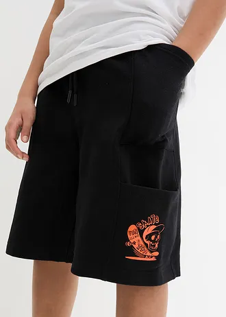 Bermudy dresowe cargo z czystej bawełny organicznej • czarny • sklep bonprix