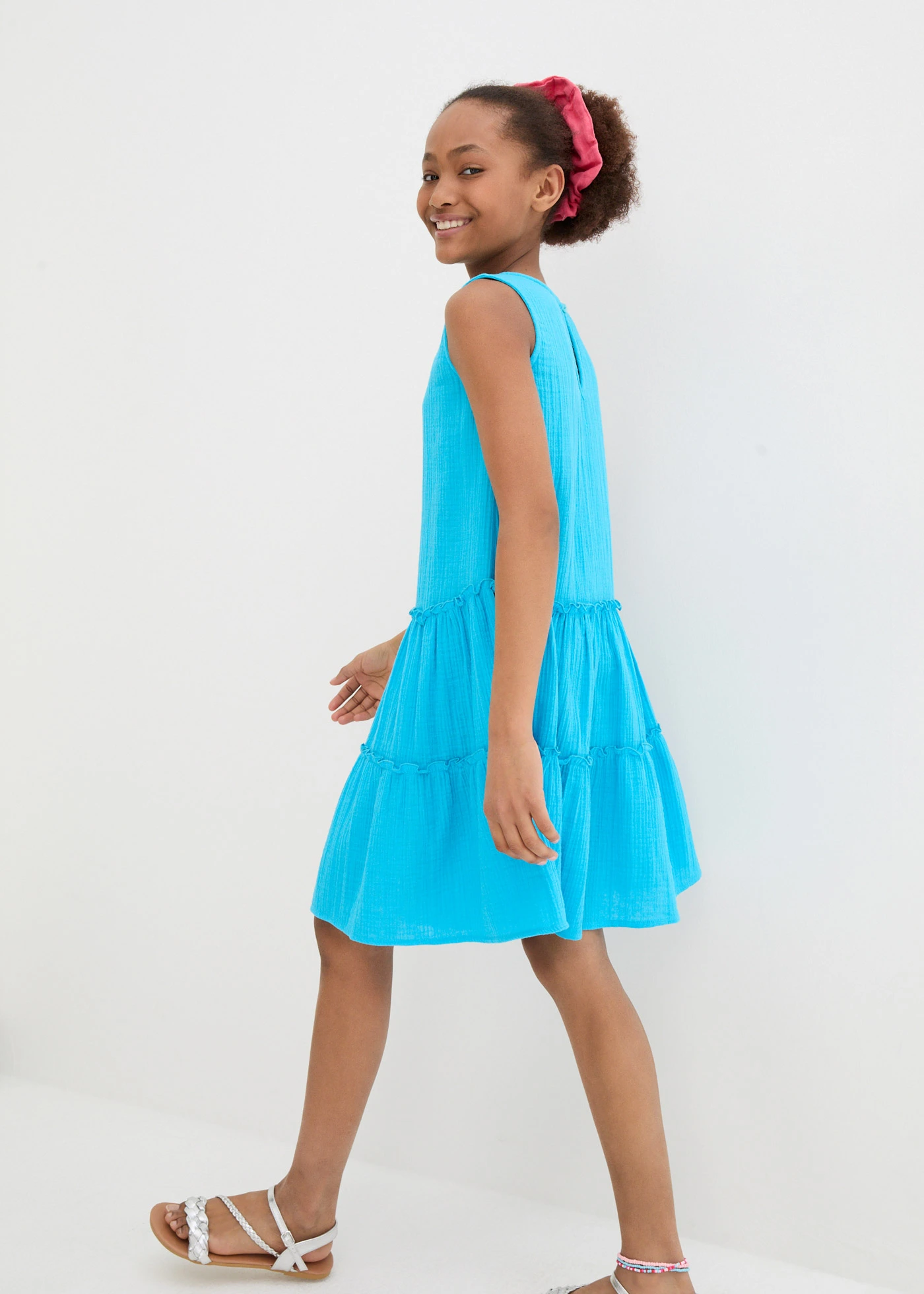 Midi jurk van luchtige mousseline • turkoois • bonprix online shop