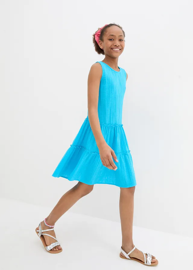 Midi jurk van luchtige mousseline • turkoois • product-page.page-title-suffix