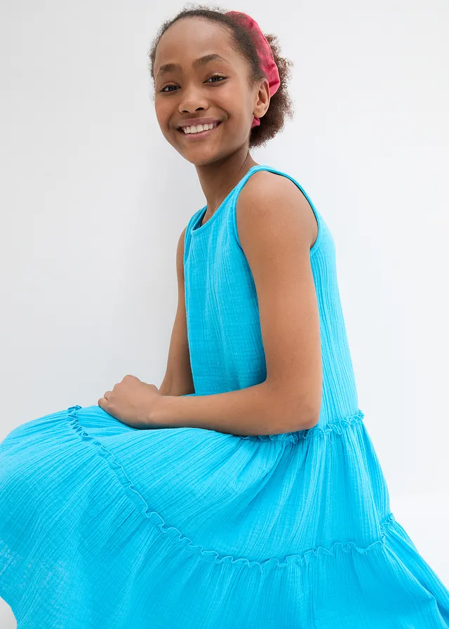 Midi jurk van luchtige mousseline • turkoois • product-page.page-title-suffix