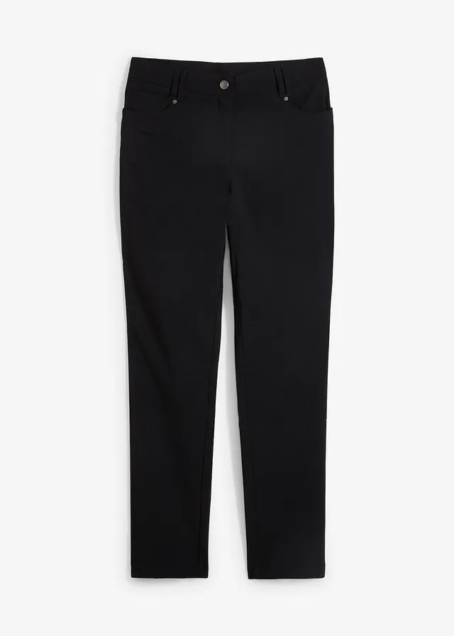 Pantalon droit en bengaline extensible, taille élastiquée • noir • Boutique bonprix