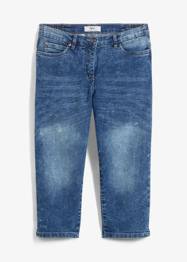Blugi capri drepți, cu stretch