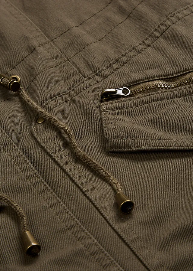 Parka courte en coton à col montant, cintrée • vert kaki • product-page.page-title-suffix