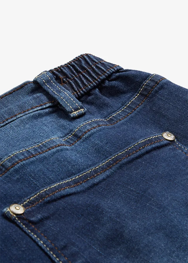 Stretch boyfriend jeans, mid waist • donkerblauw denim • product-page.page-title-suffix